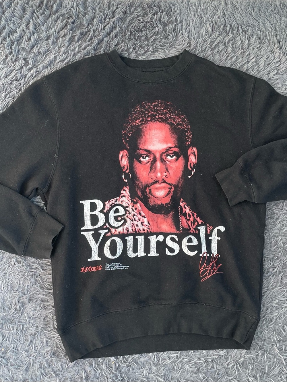 Men Size Medium Rodman Apparel Be Yourself Pullover Crew Neck Sweatshirt Black